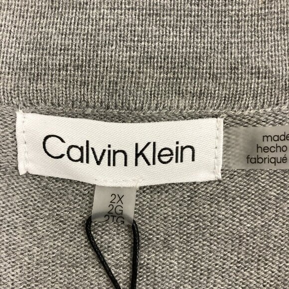 New Calvin Klein Gray Stretch Knit Wool Blend Collar Button Down 2X Preppy - Picture 2 of 10